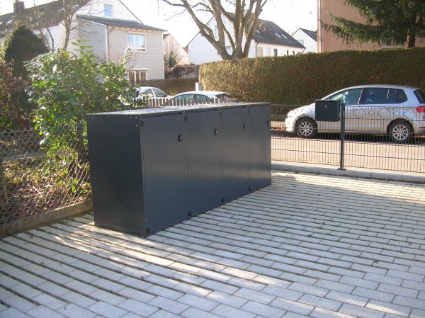 Müllbox Typ Boxxi Stahl verzinkt Anthrazit RAL-7016 mit Kipp-Deckel für 4x240L – Bild 6