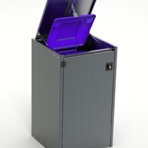 Müllbox Typ Boxxi Stahl verzinkt Anthrazit RAL-7016 mit Kipp-Deckel für 1x 120L