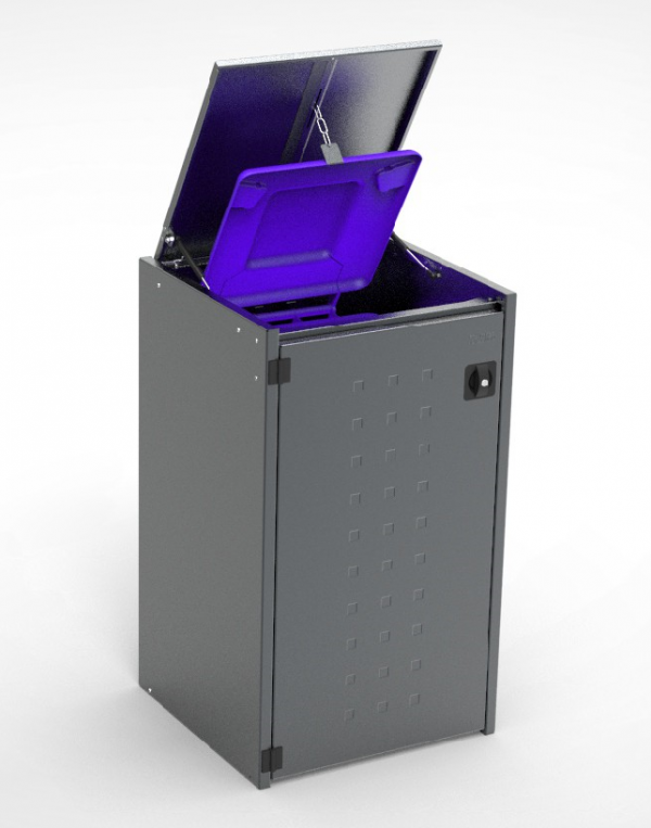 Müllbox Typ Boxxi Stahl verzinkt Anthrazit RAL-7016 mit Kipp-Deckel für 1x 240L – Bild 3