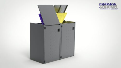 Müllbox Typ Boxxi Stahl verzinkt Anthrazit RAL-7016 mit Kipp-Deckel für 2x 240L