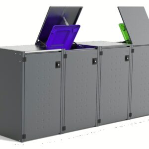 Müllbox Typ Boxxi Stahl verzinkt Anthrazit RAL-7016 mit Kipp-Deckel für 4x 120L