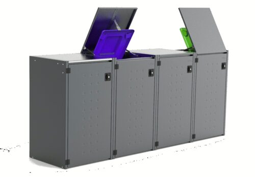 Müllbox Typ Boxxi Stahl verzinkt Anthrazit RAL-7016 mit Kipp-Deckel für 4x 120L – Bild 3