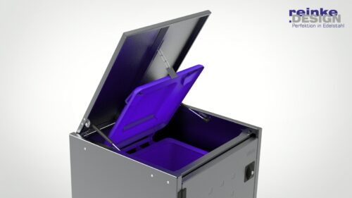 Müllbox Typ Boxxi Stahl verzinkt Anthrazit RAL-7016 mit Kipp-Deckel für 1x 240L – Bild 5