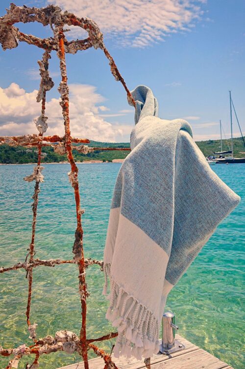 Strandtuch & Badetuch "Ecobain Rugged Towel" fading aqua – Bild 6