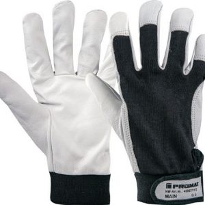 Handschuhe Main Gr.10 schwarz/naturfarben Ziegennappaleder/Stretch EN 388 Kat.II - VPE: 10