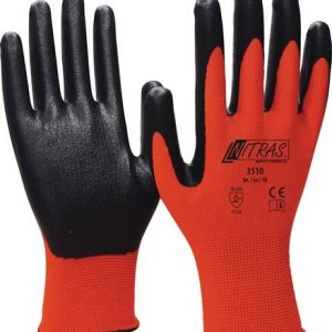 Handschuhe Nitril Foam Gr.10 rot/schwarz Nyl.m.Nitrilschaum EN 388 PSA II NITRAS - VPE: 12