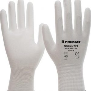 Handschuhe Whitestar NPU Gr.6 (S) weiß EN 388 PSA II Nyl.m.PU PROMAT - VPE: 12