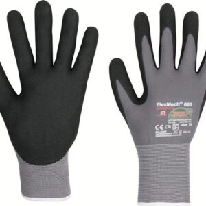 Handschuhe FlexMech 663 Gr.7 grau/schwarz Nylon/Elastan/Nitrilschaum 10 PA - VPE: 10