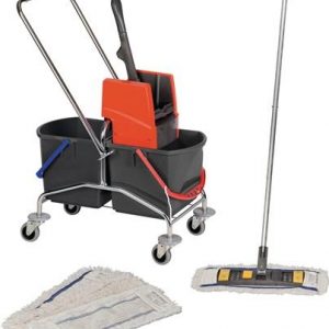 Reinigungswagenset Eimer 2x17l Presse/Stiel/Halter/4 Mopps STA