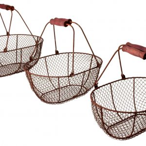 ESSCHERT DESIGN  Drahtkorb 3er Set m.Holzgr.